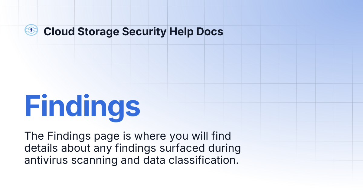 Findings | Cloud Storage Security Help Docs
